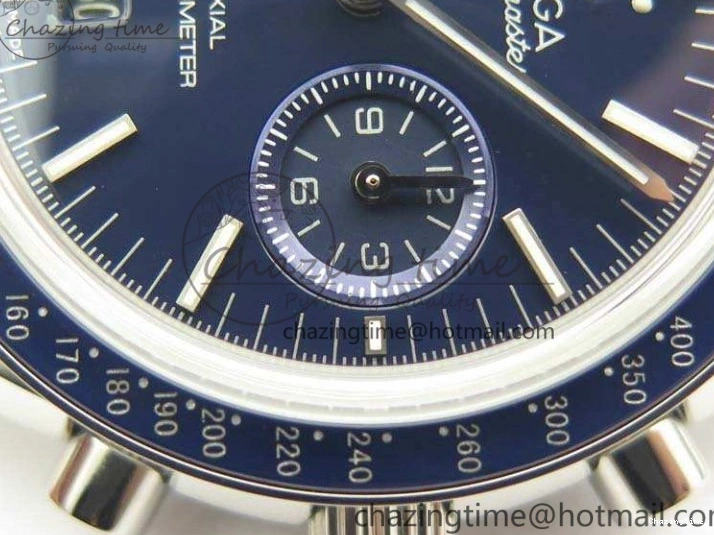 0519 SpeedMaster MoonWatch SS OMF 1:1 Best Edition Blue Dial On Leather Strap A9300 V FreshLook 8087